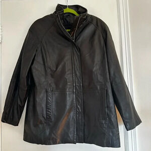 Women’s Large Roberto Rucci Black Leather Jacket. Removable Quilted Lining.